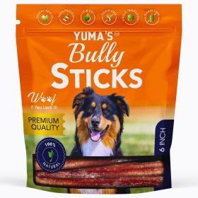 Natural Bully Sticks 6 inch Pack of 5 for Dogs for Intense Chewers Digestible Dog Treats Made of 100% Beef