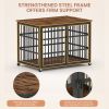 Furniture style dog crate wrought iron frame door with side openings, Rustic Brown, 38.4''W x 27.7''D x 30.2''H.