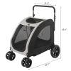 Dog Stroller for Medium to Large Dogs, Foldable Dog Wagon with 4 Wheels, Adjustable Handle, Bid Dog Jogger Stroller, Grey