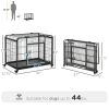 PawHut Folding Design Heavy Duty Metal Dog Cage Crate & Kennel with Removable Tray and Cover, & 4 Locking Wheels, Indoor/Outdoor 37"