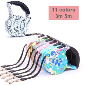 3m 5m Retractable Dog Leash 11 Colors Fashion Printed Puppy Auto Traction Rope Nylon Walking Leash for Small Dogs Cats Pet Leads (Color: color 7)