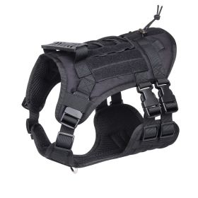 Tactical Dog Harness For Small Medium Large Dog; Dog Harness Vest With Soft Padded And D-Ring Collar (Color: black)