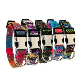 Dog Print Adjustable Collar; suitable For Large & Small Dogs (Color: black)