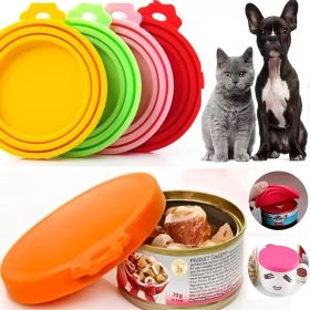 Pet Food Can Covers; Universal Safe Silicone Dog & Cat Food Can Lids; pack of 2 (Color: pink)