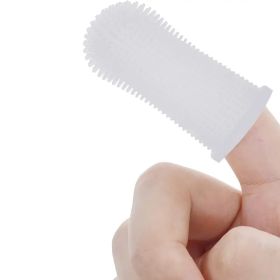 Dog Super Soft Pet Finger Toothbrush Teeth Cleaning Silicone Tooth Brush Tool Dog Cat Cleaning (Color: White)