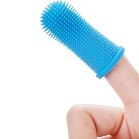 Dog Super Soft Pet Finger Toothbrush Teeth Cleaning Silicone Tooth Brush Tool Dog Cat Cleaning (Color: Blue)