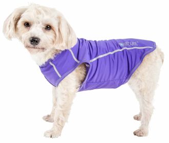 Pet Life Active 'Racerbark' 4-Way Stretch Performance Active Dog Tank Top T-Shirt (Color: purple)