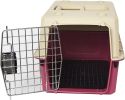 Plastic Cat & Dog Carrier Cage with Chrome Door Portable Pet Box Airline Approved, Medium, Blue/Red